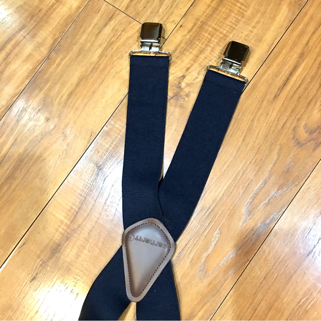 Carhartt Suspenders Navy Blue Silver Brown Logo